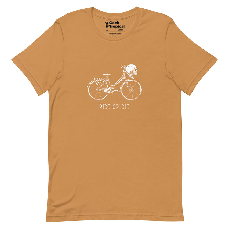Ride or Die Skeleton Bike T-Shirt Geek Nerd Advertise to Meta Design by Tobe Fonseca Fantasy Prints