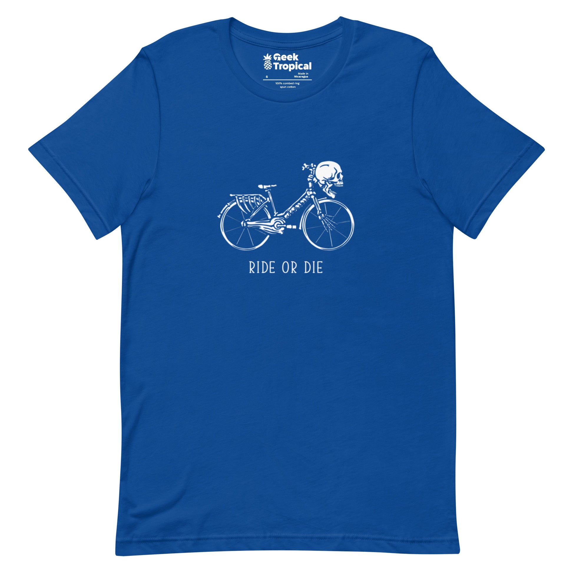 Ride or Die Skeleton Bike T-Shirt Geek Nerd Design by Tobe Fonseca FLOW DESC WRITING Funny Prints