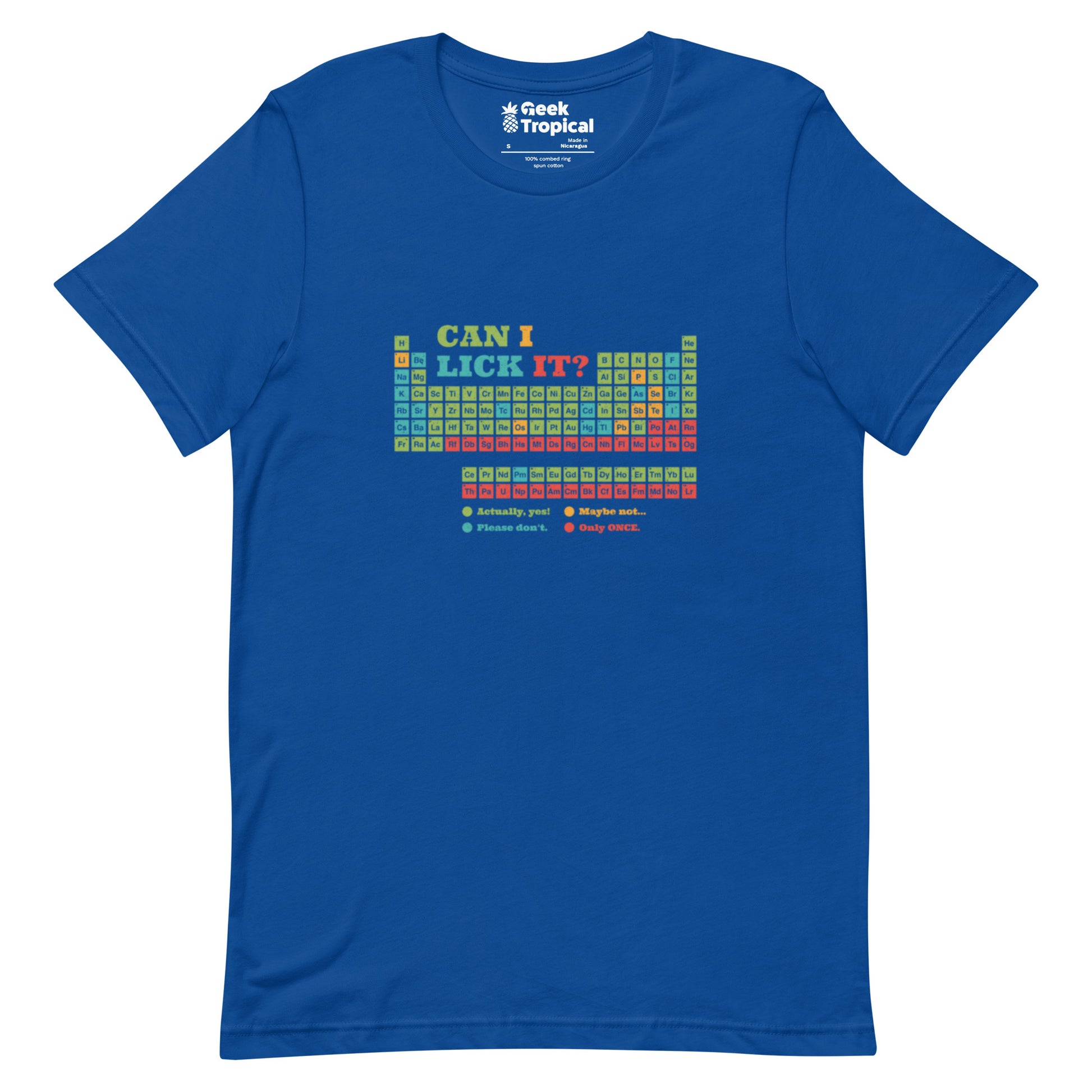 Can I Lick It Periodic Table T-Shirt Geek Nerd Design by Tobe Fonseca FLOW DESC WRITING Funny Prints