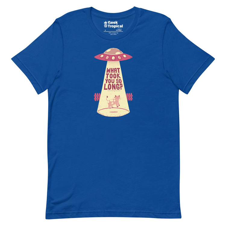 Why Did You Took So Long Alien Funny Viva Magenta T-Shirt Geek Nerd Advertise to Meta Design by Tobe Fonseca FLOW DESC WRITING