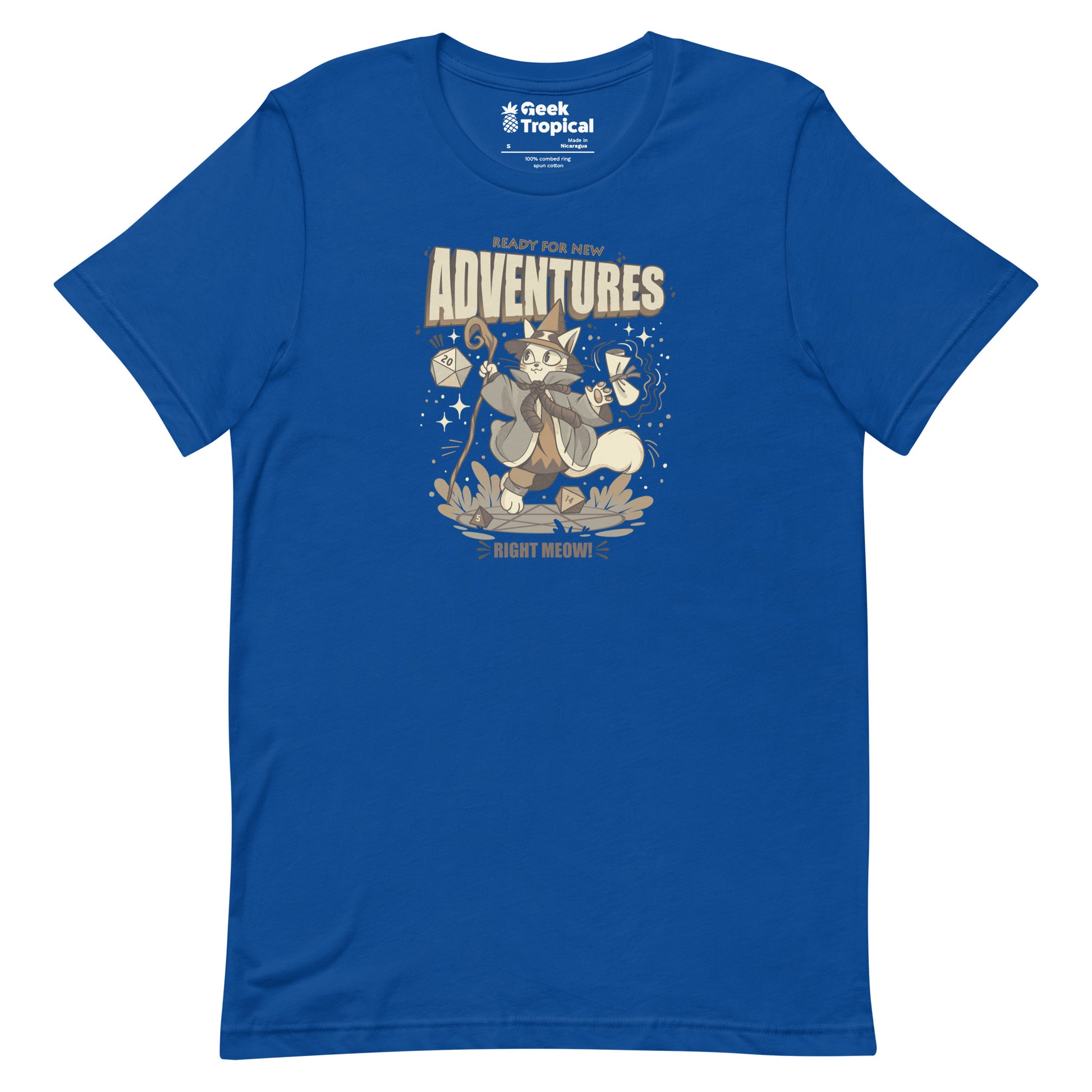 Wizard Cat Ready For New Adventures Light T-Shirt Geek Nerd Advertise to Meta Animal Patterns Design by Tobe Fonseca