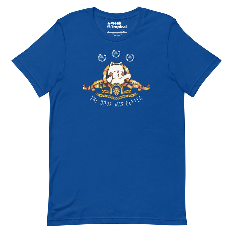 The Book Was Better Cat T-Shirt Geek Nerd Advertise to Meta Animal Patterns Book Prints