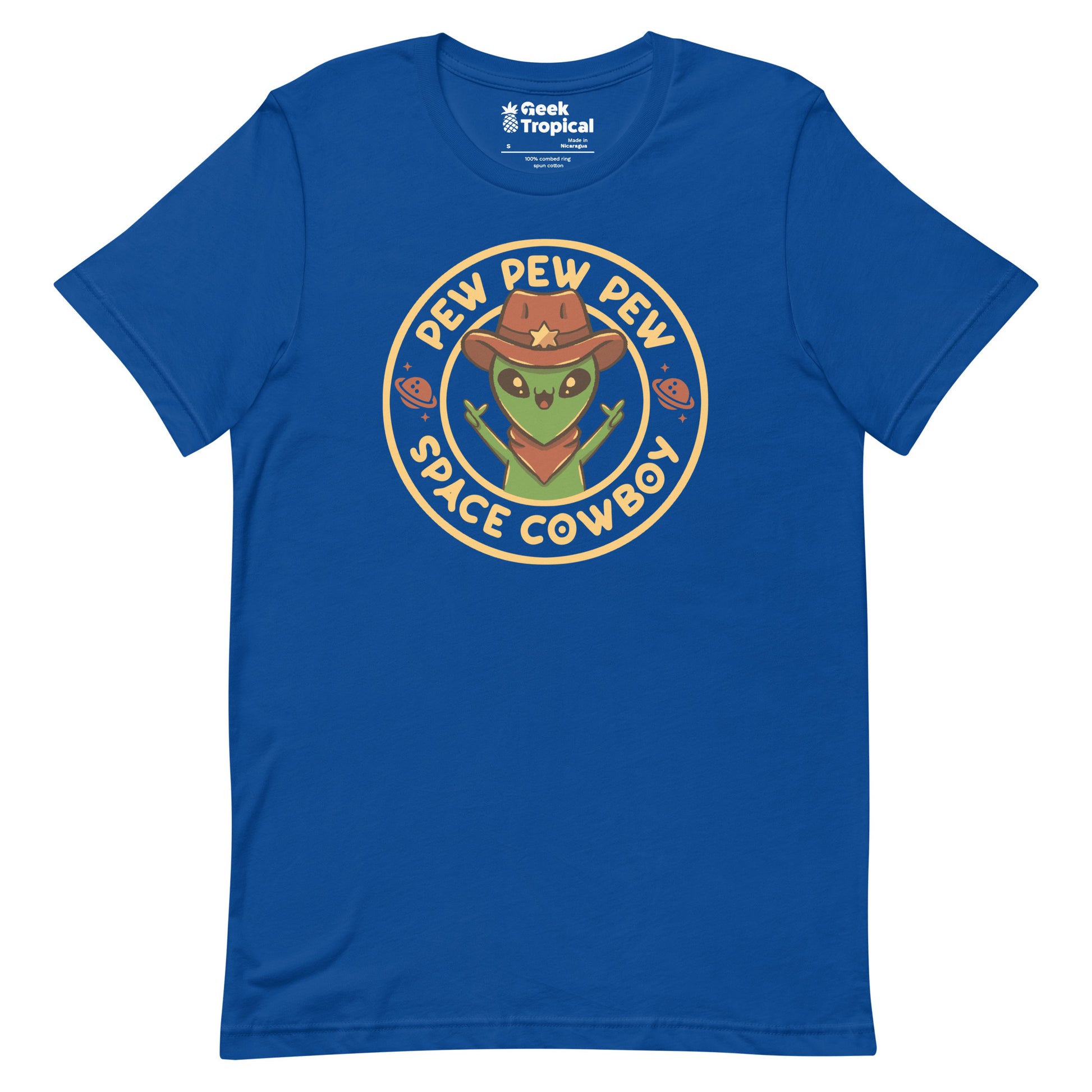 Space Cowboy Funny Alien Brown T-Shirt Geek Nerd Advertise to Meta Design by Tobe Fonseca FLOW DESC WRITING