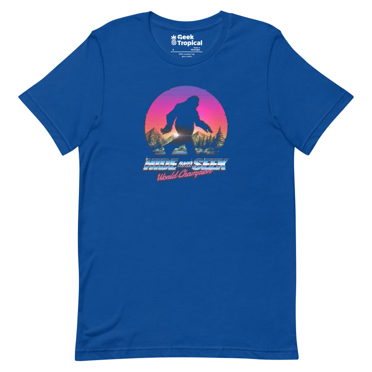 Hide And Seek World Champion Shirt Bigfoot is Real T-Shirt Geek Nerd Advertise to Meta Botany Print Design by Tobe Fonseca