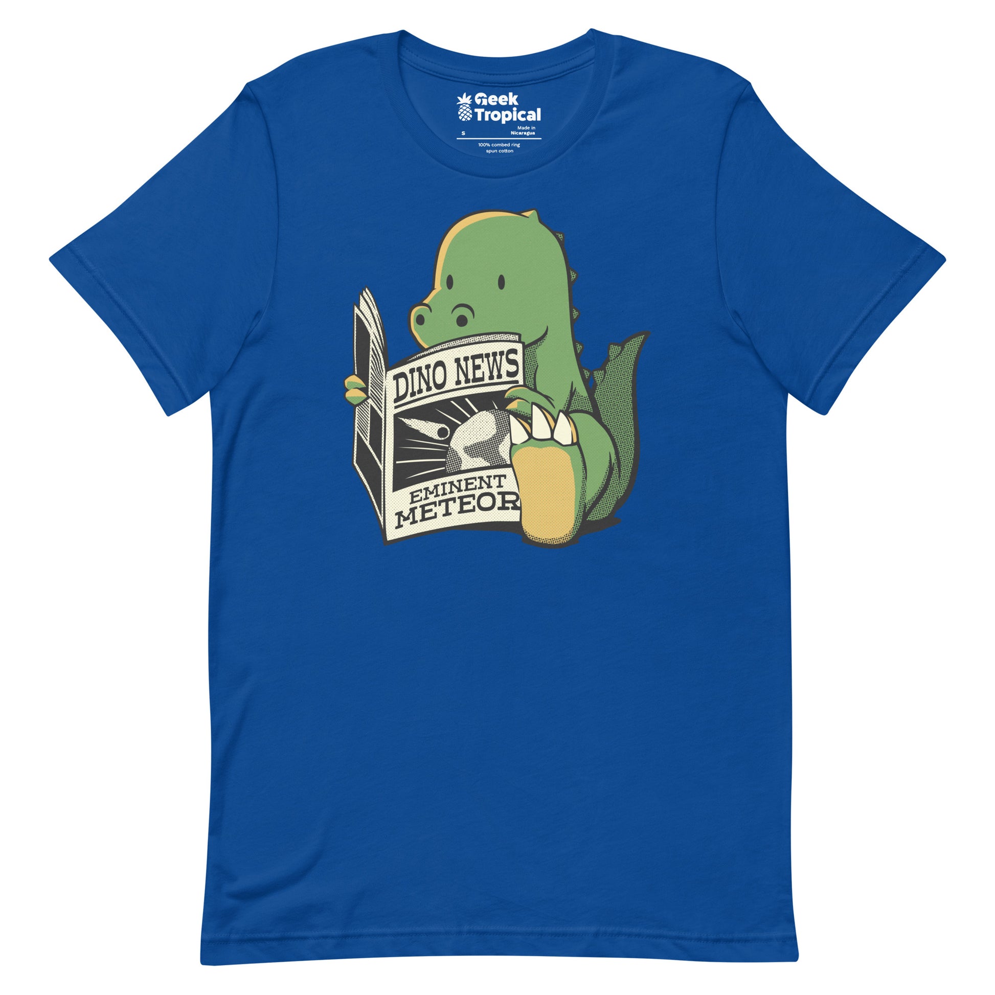 Dinosaur Meteor Jurassic News T-Shirt Geek Nerd Advertise to Meta Book Prints Design by Tobe Fonseca
