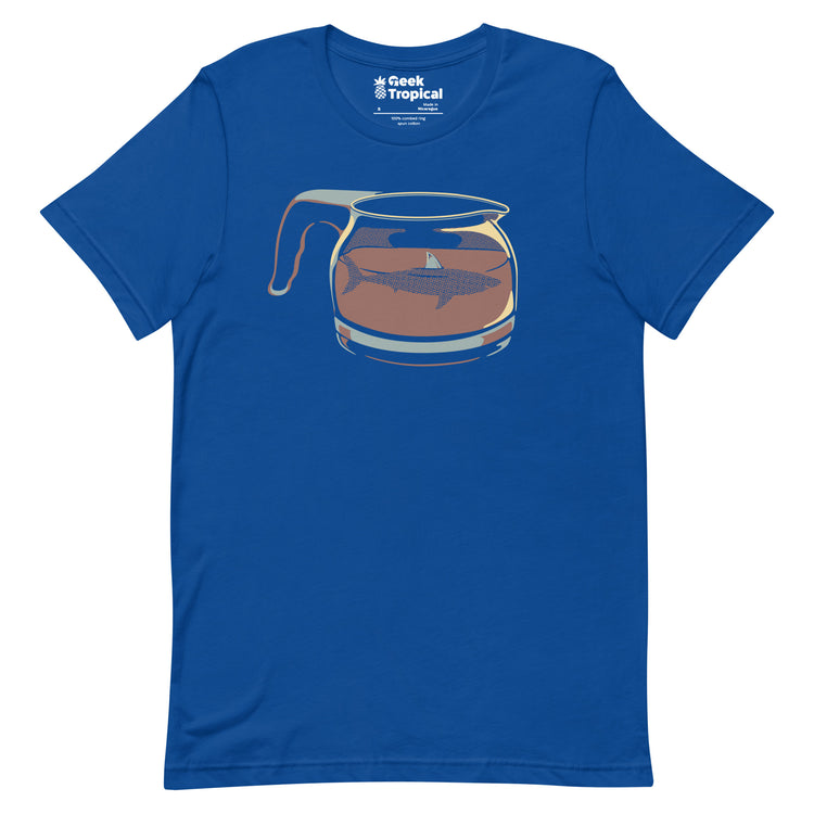 Coffee Jar Shark - Dangerous and Caffeinated T-Shirt Geek Nerd Advertise to Meta Animal Patterns Design by Tobe Fonseca