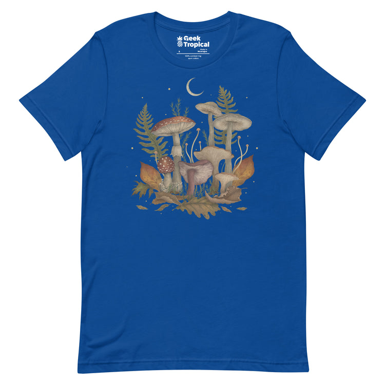 Autumn Mushrooms T-Shirt Geek Nerd Advertise to Meta Botany Print Design by Episodic Drawing