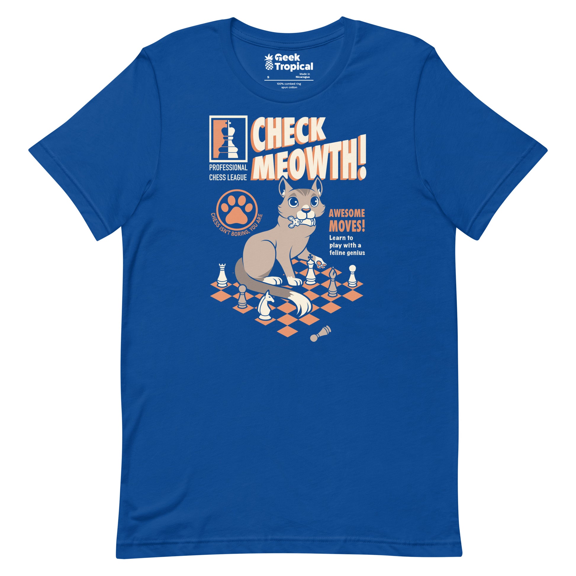 Check Cat Chess T-Shirt Geek Nerd Advertise to Meta Animal Patterns board game print
