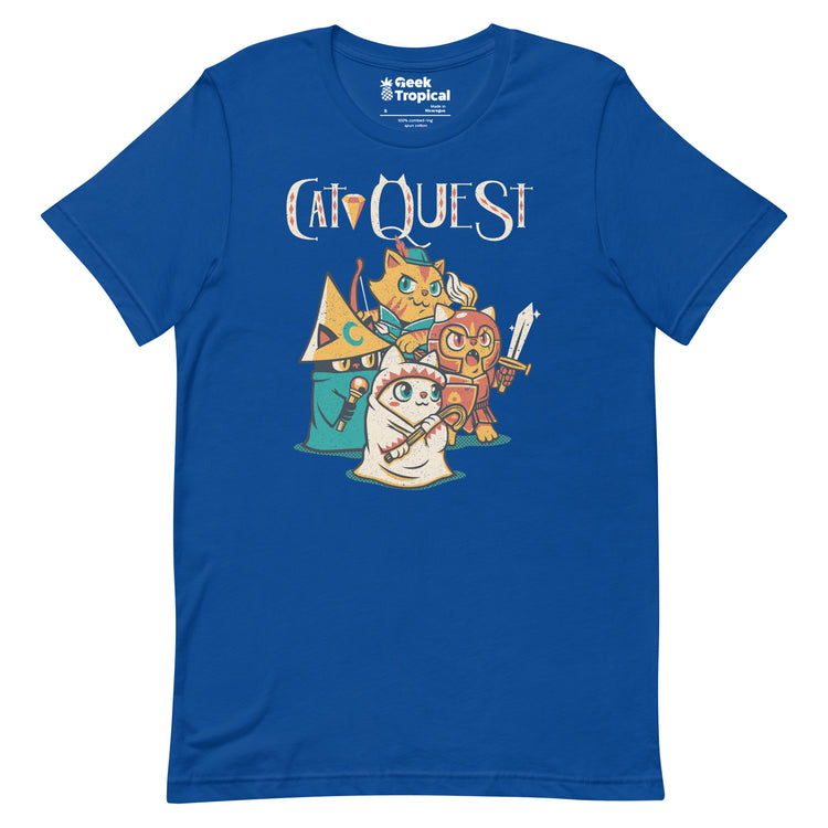 Cat Quest RPG Cats Video Game T-Shirt Geek Nerd Advertise to Meta Animal Patterns Design by Tobe Fonseca
