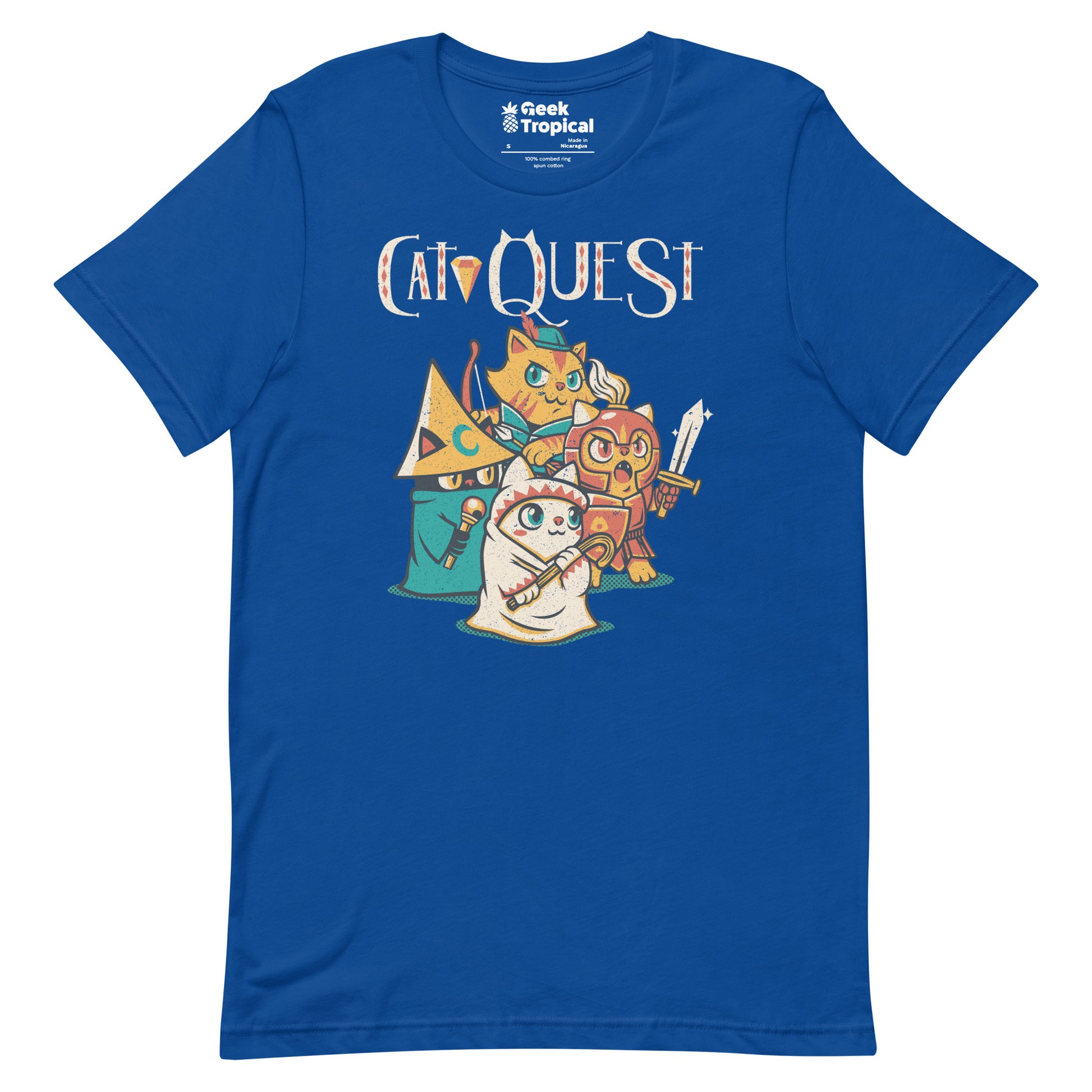Cat Quest RPG Cats Video Game T-Shirt Geek Nerd Advertise to Meta Animal Patterns Design by Tobe Fonseca
