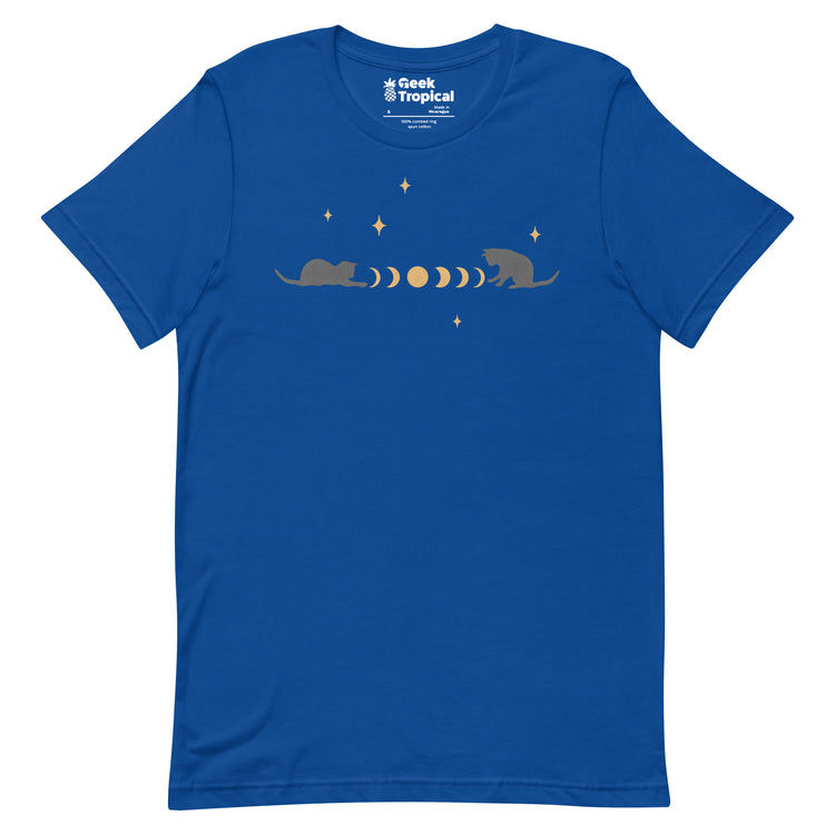 Cat And Moon 3 T-Shirt Geek Nerd Advertise to Meta Animal Patterns Design by Episodic Drawing