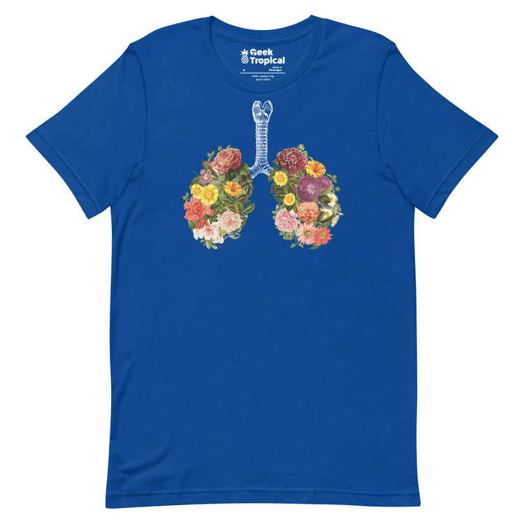 Breathing Spring Flower Lungs Black T-Shirt Geek Nerd Advertise to Meta Botany Print Design by Tobe Fonseca