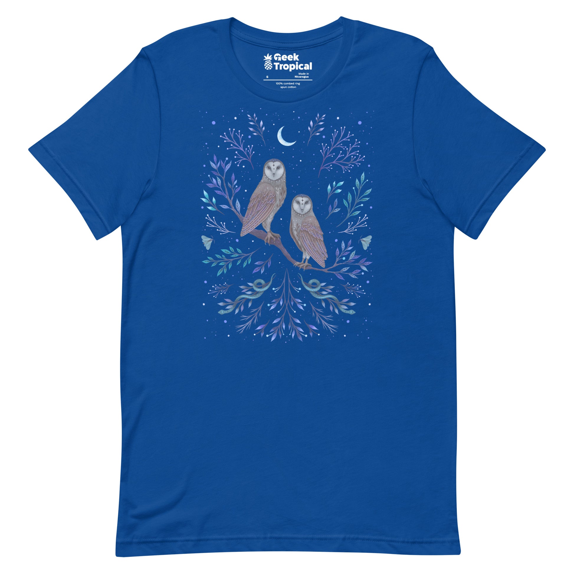 Owls In The Moonlight T-Shirt Geek Nerd Advertise to Meta Animal Patterns Design by Episodic Drawing