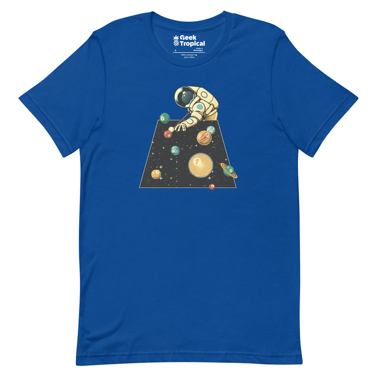 Billiard Ball Solar System T-Shirt Geek Nerd Advertise to Meta Design by Tobe Fonseca FLOW DESC WRITING