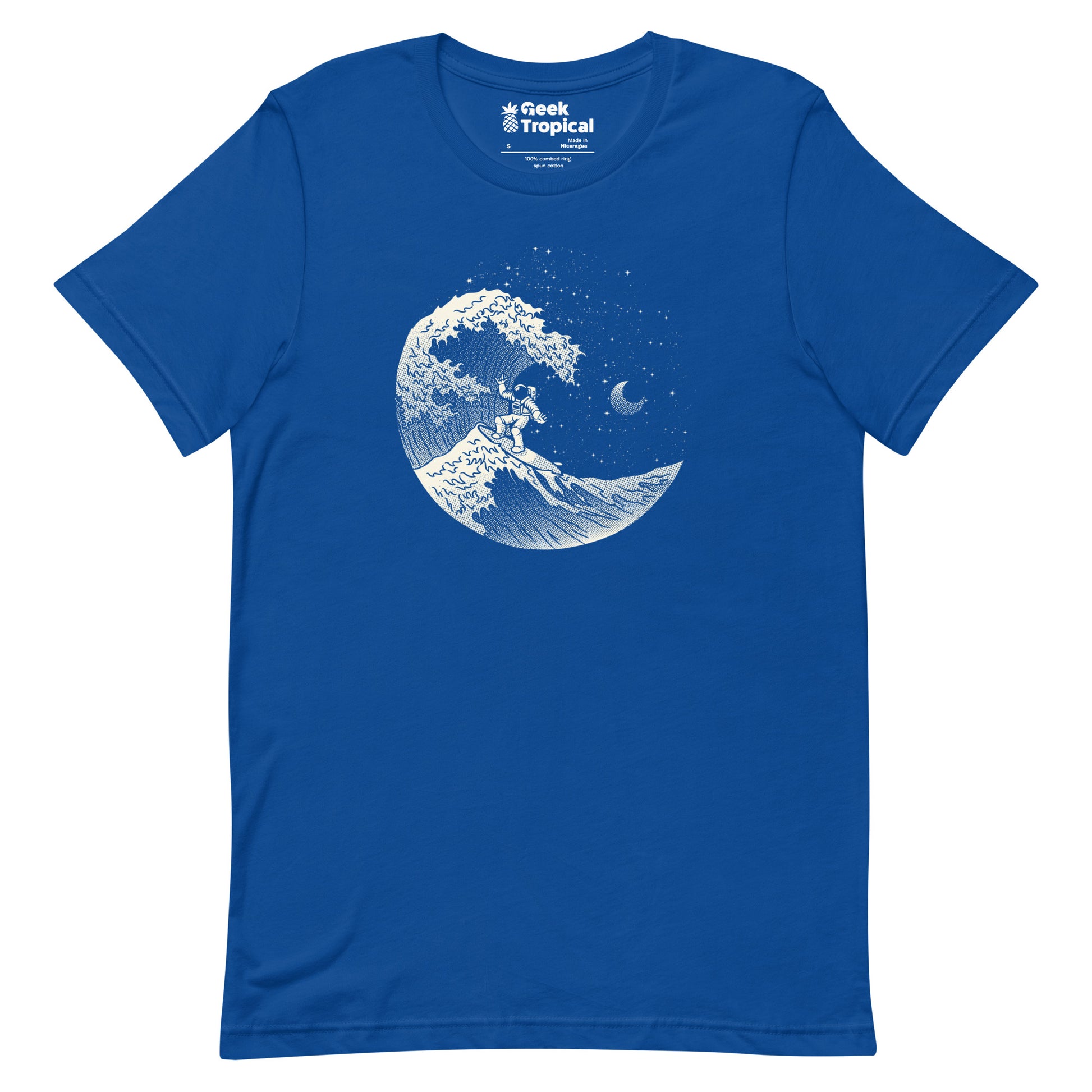 Astronaut Surfing Kanagawa Wave T-Shirt Geek Nerd Advertise to Meta Design by Tobe Fonseca Fantasy Prints