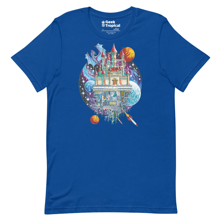 Castle Space City T-Shirt Geek Nerd Advertise to Meta Fantasy Prints FLOW DESC WRITING