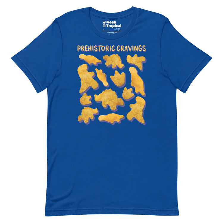 Prehistoric Cravings Dinosaur Chicken Nuggets T-Shirt Geek Nerd Advertise to Meta Design by Random Galaxy dinosaur print