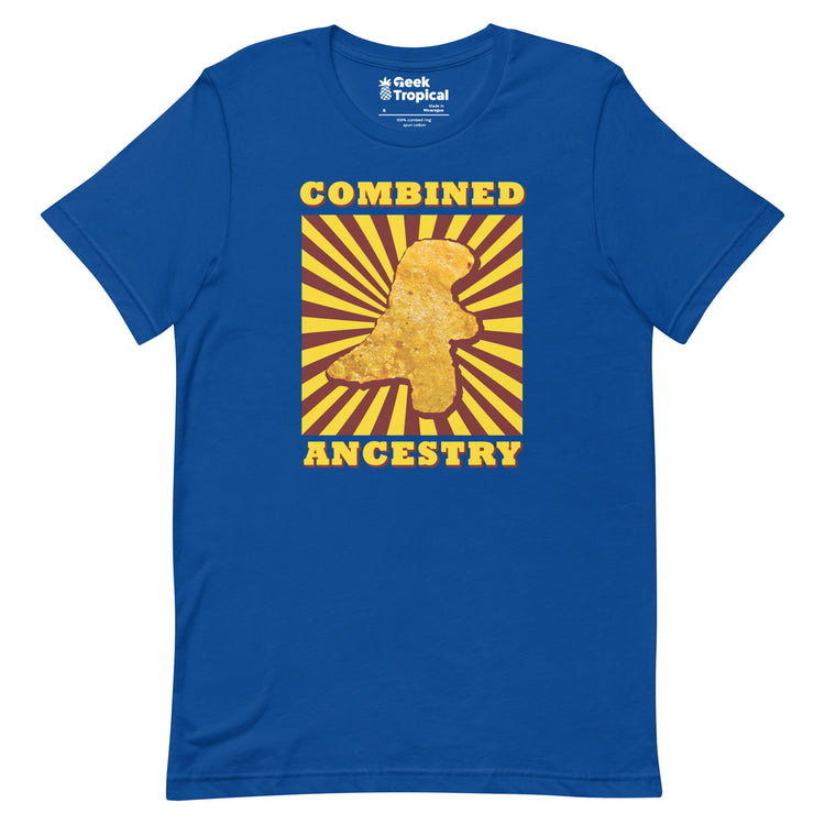 Combined Ancestry Dinosaur Nuggets T-Shirt Geek Nerd Advertise to Meta Animal Patterns Design by Random Galaxy