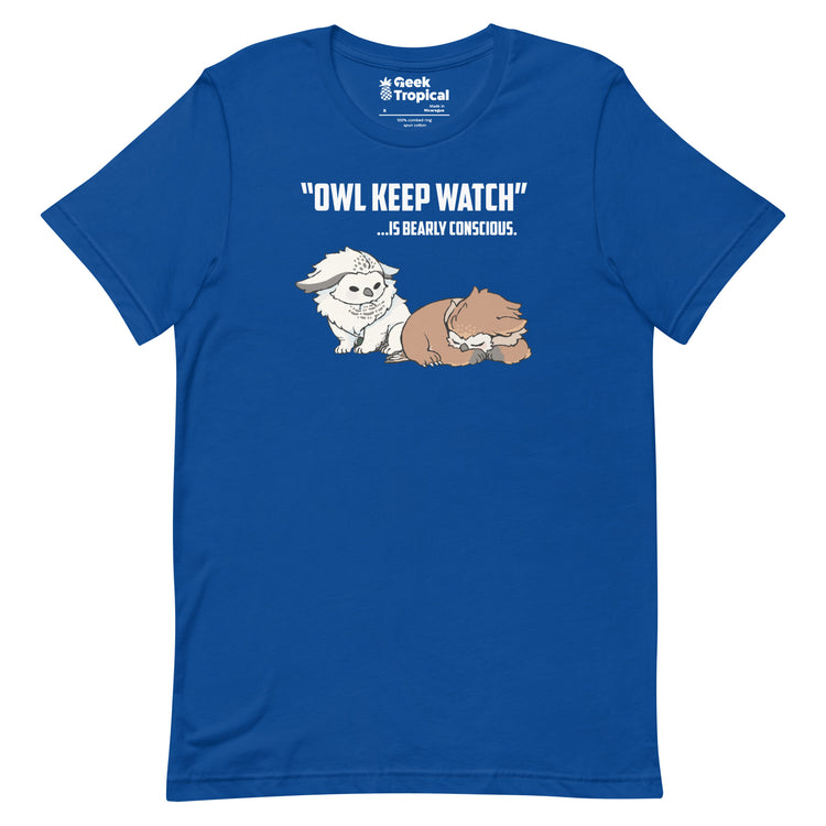 Owl Keep Watch Is Bearly Conscious Owlbears T-Shirt Geek Nerd Advertise to Meta Animal Patterns Design by Ardi Tong