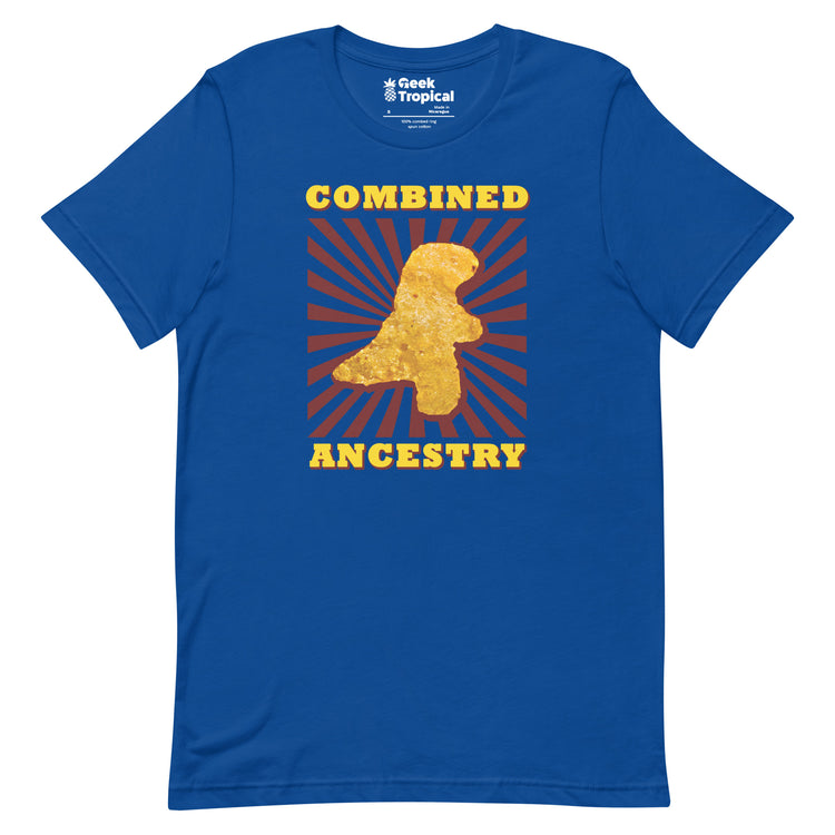 Combined Ancestry Dinosaur Chicken Nugget T-Shirt Geek Nerd Advertise to Meta Animal Patterns Design by Random Galaxy