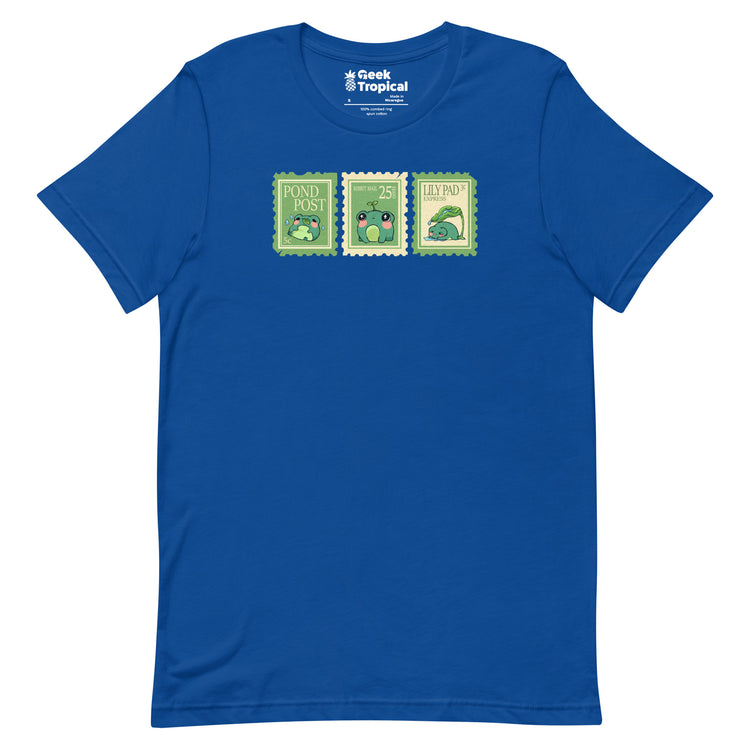 Raining Frogs Stamps T-Shirt Geek Nerd Advertise to Meta Animal Patterns Design by Ardi Tong