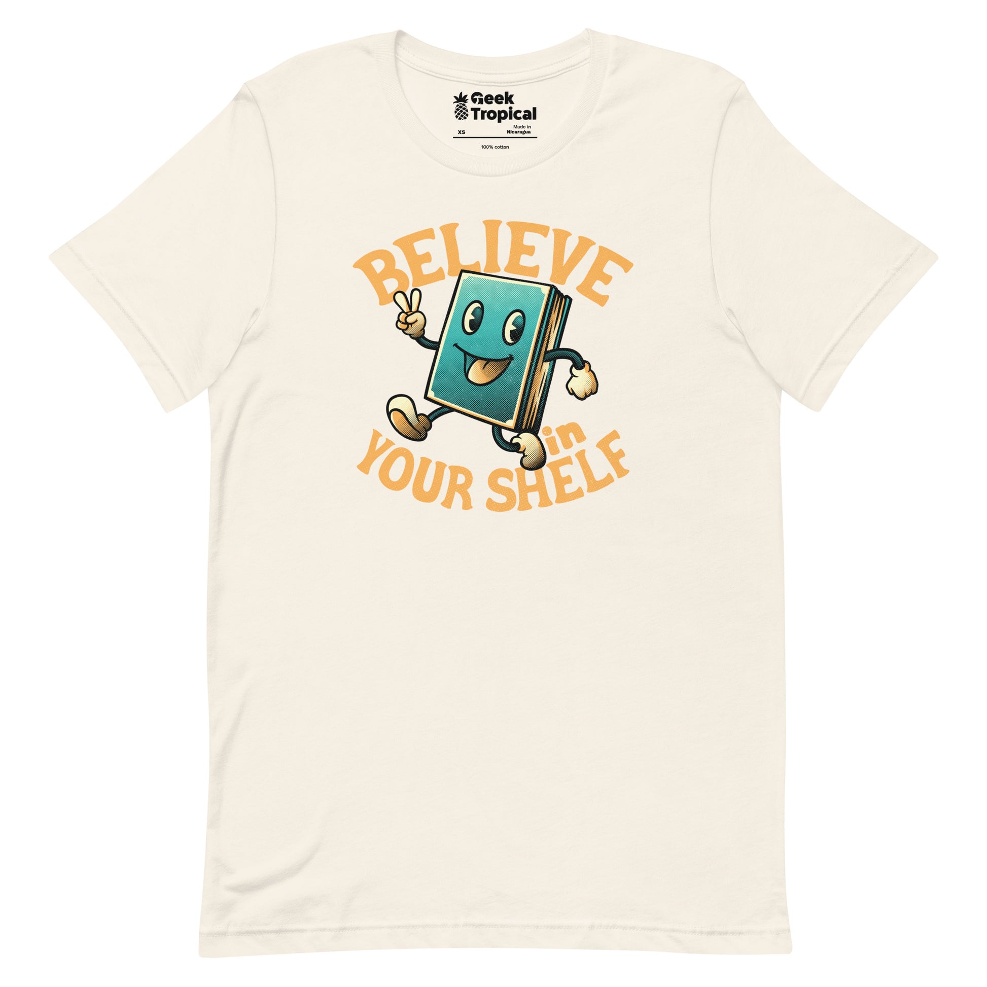 Believe In Your Shelf T-Shirt Geek Nerd Advertise to Meta Book Prints Design by Tobe Fonseca