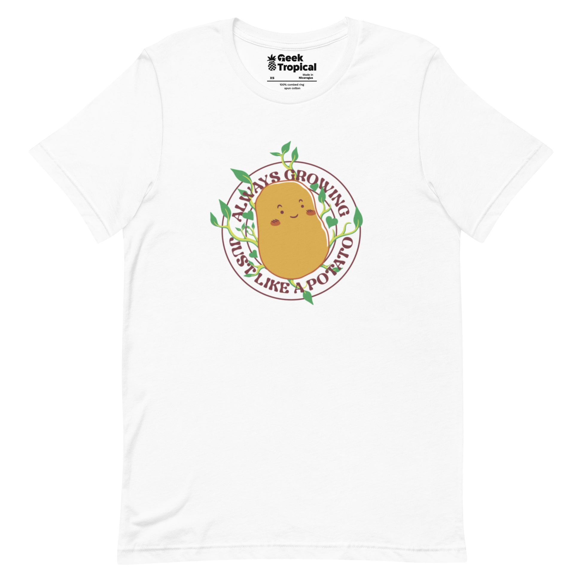 Always Growing Just Like a Potato T-Shirt Geek Nerd Botany Print Design by Tobe Fonseca Funny Prints