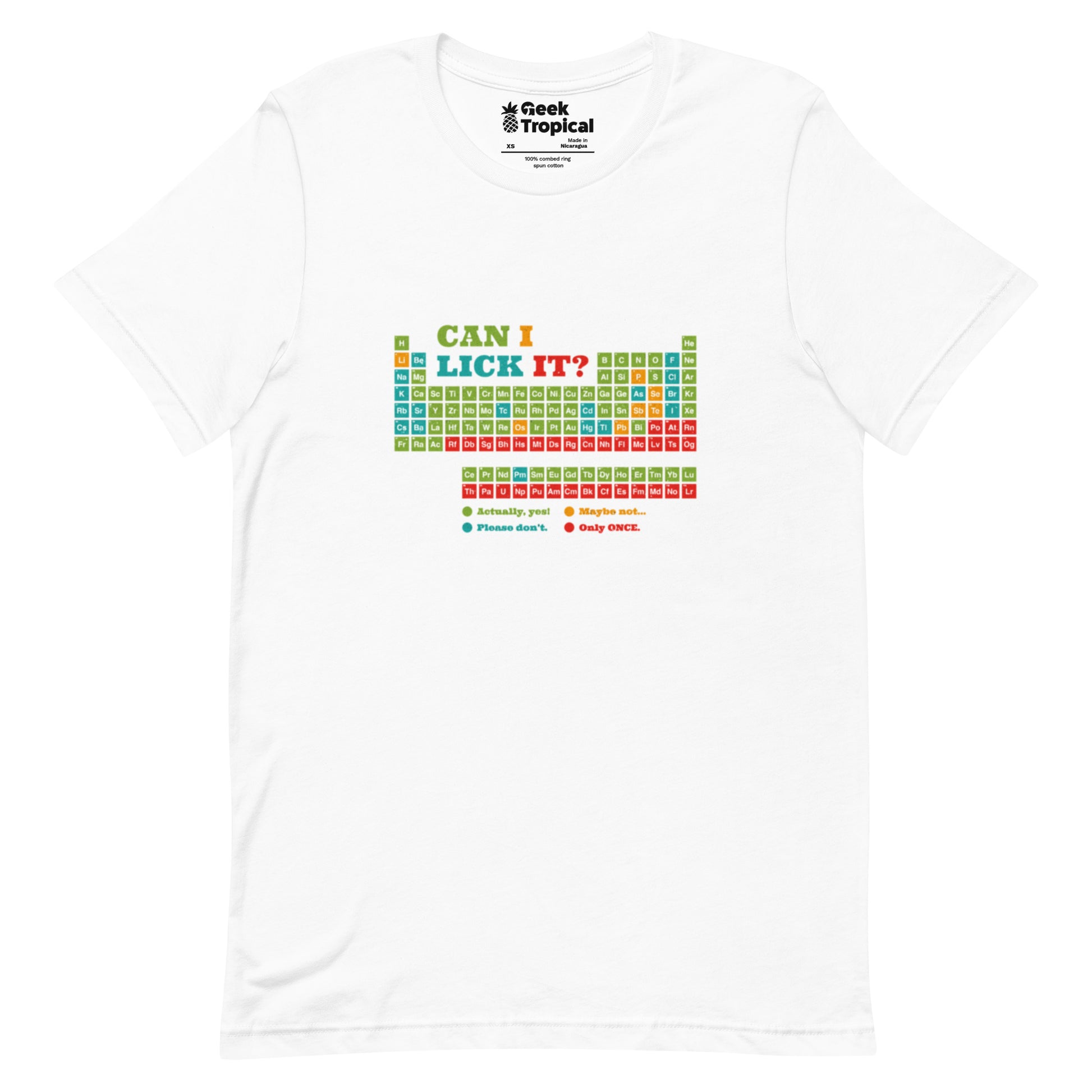 Can I Lick It Periodic Table T-Shirt Geek Nerd Design by Tobe Fonseca FLOW DESC WRITING Funny Prints