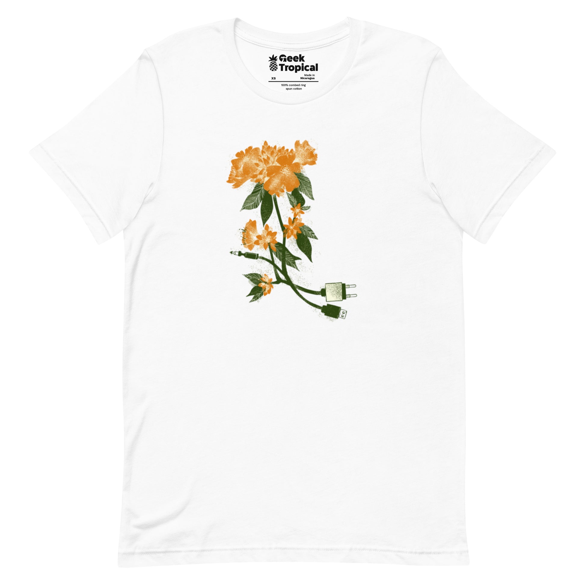 Digital Flower T-Shirt Geek Nerd Botany Print Design by Tobe Fonseca FLOW DESC WRITING