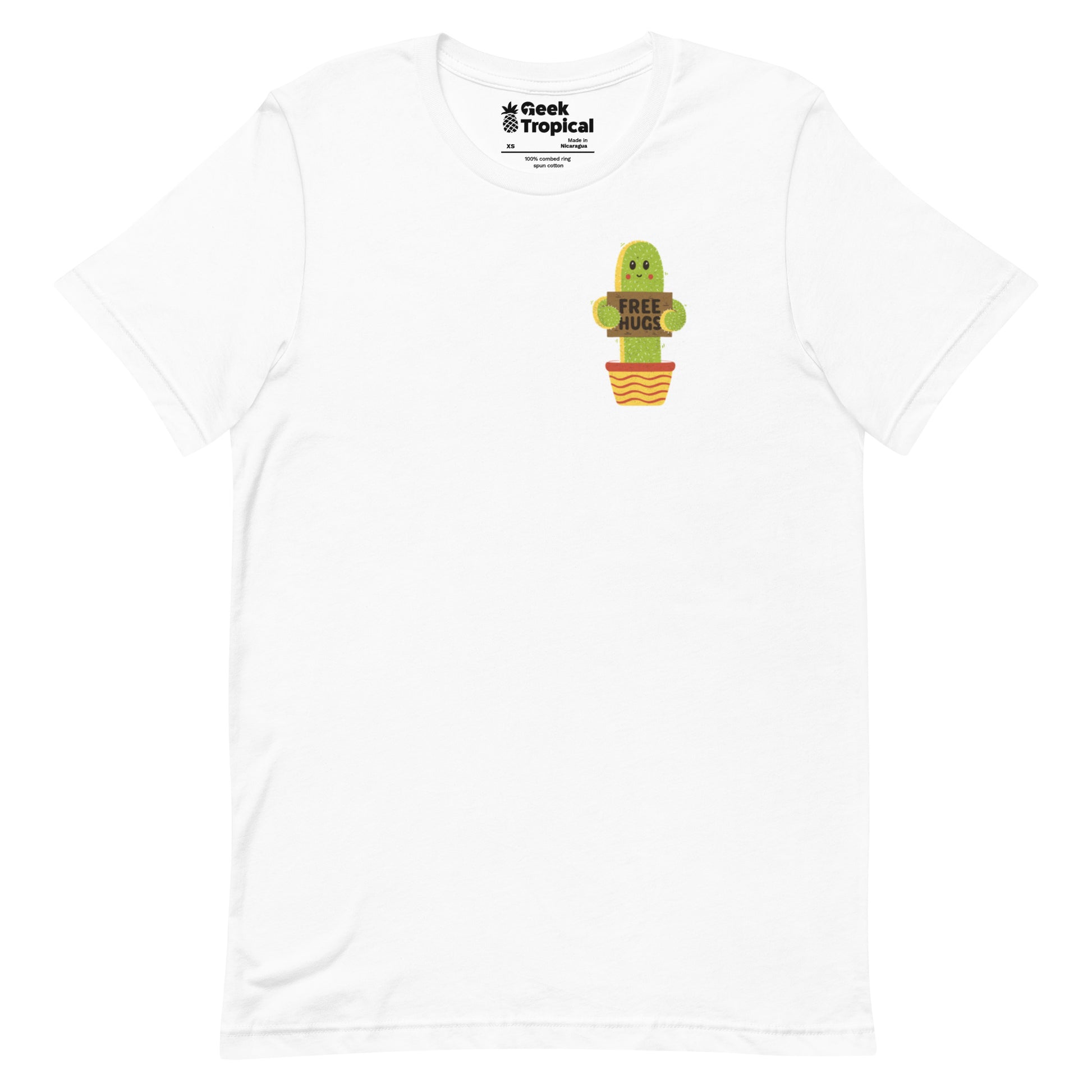 Free Hugs Cactus T-Shirt Geek Nerd All Adult Button Up Shirts Botany Print Design by Tobe Fonseca