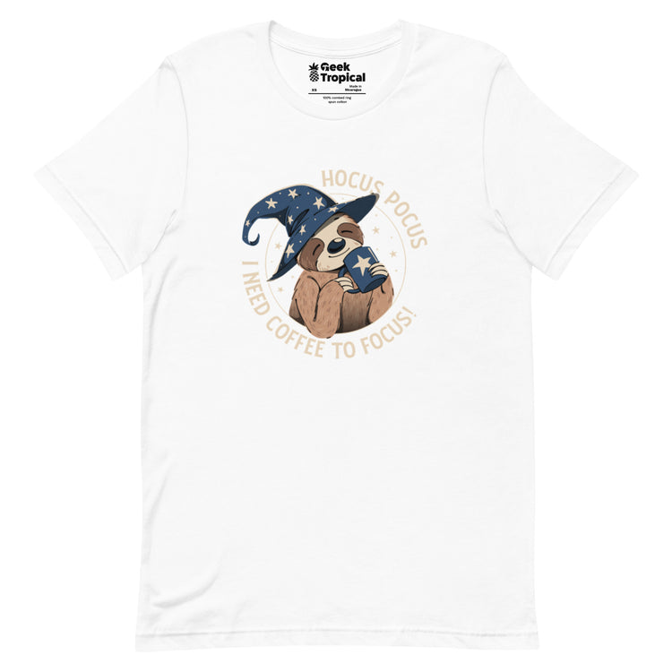 Hocus Pocus Coffee Focus Sloth T-Shirt Geek Nerd