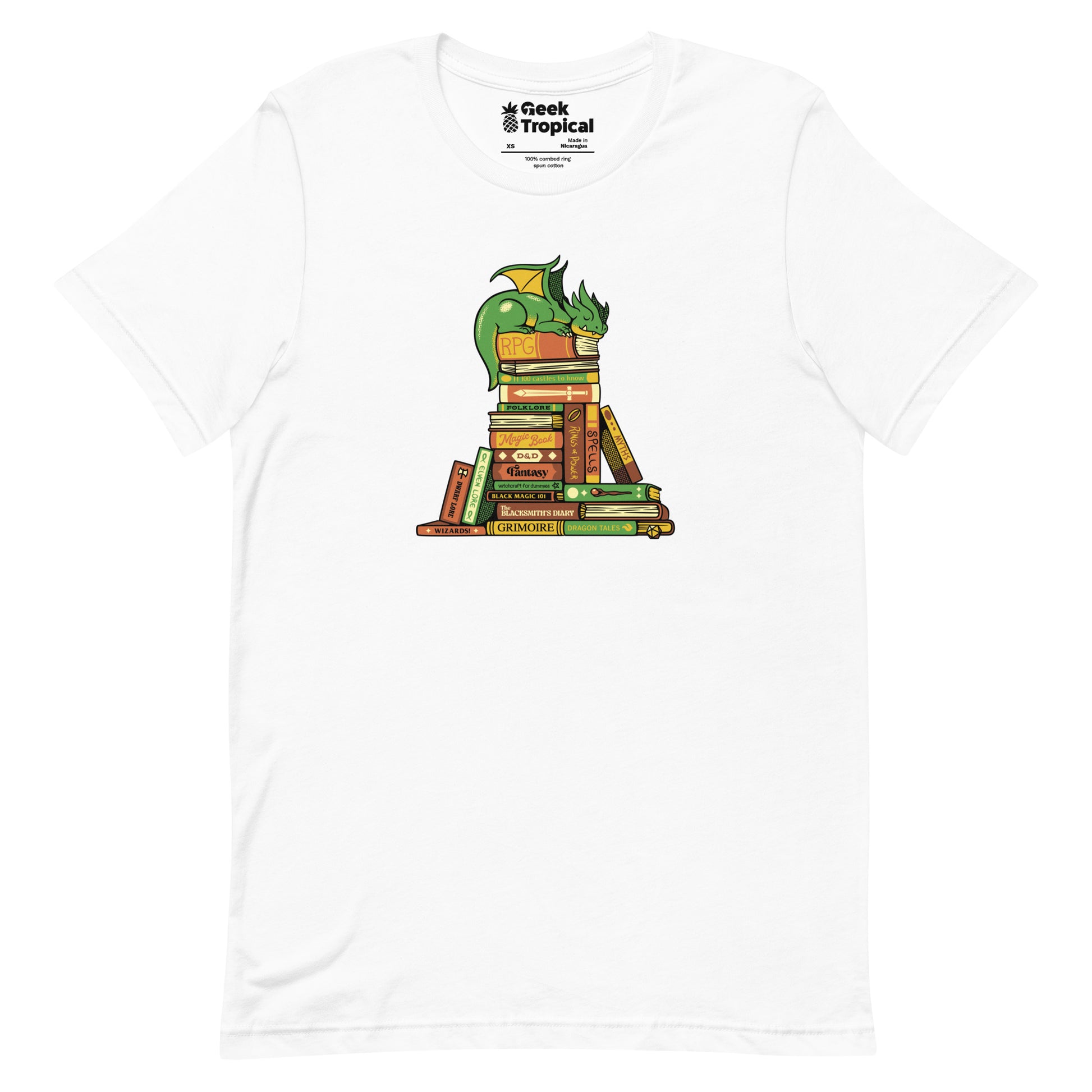 Treasure Hoarder Dragon Dark T-Shirt Geek Nerd Advertise to Meta Book Prints Design by Tobe Fonseca