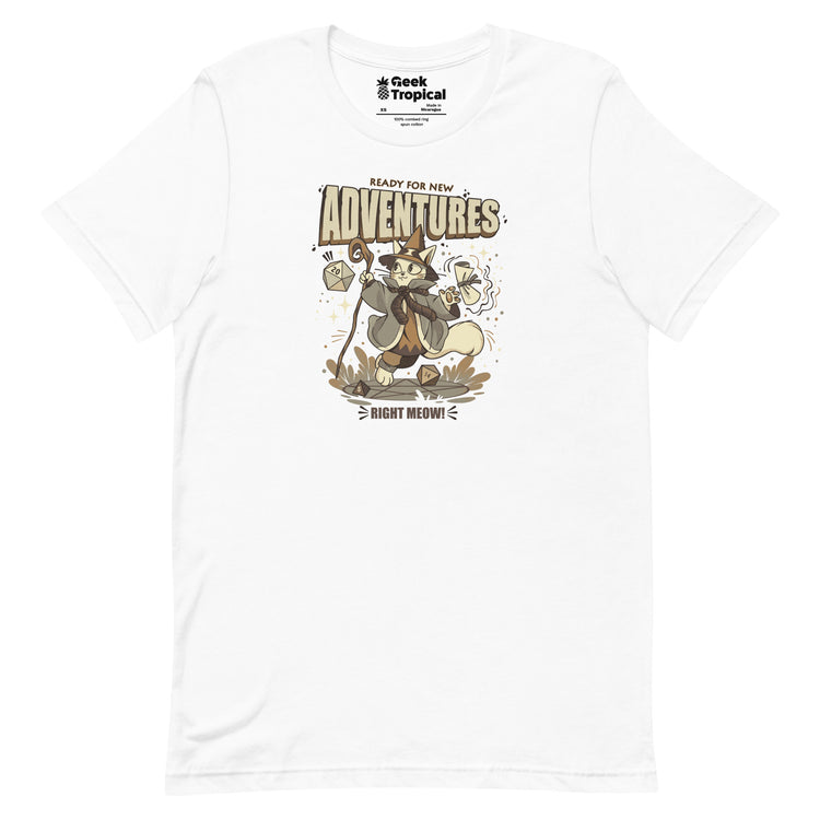 Wizard Cat Ready For New Adventures Light T-Shirt Geek Nerd Advertise to Meta Animal Patterns Design by Tobe Fonseca