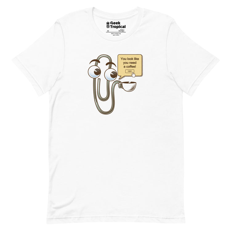 You Look Like You Need a Coffee T-Shirt Geek Nerd Advertise to Meta computer print Design by Tobe Fonseca