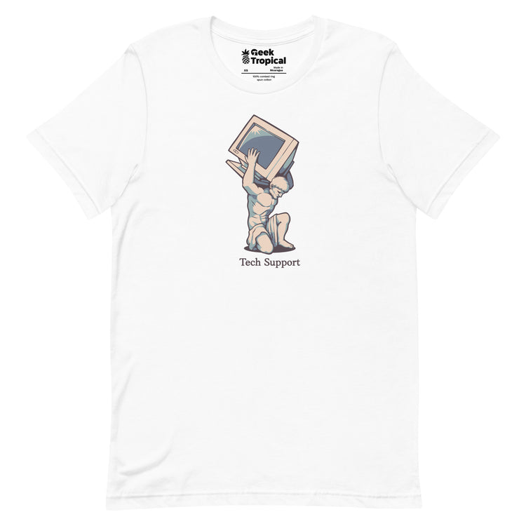 Tech Support Atlas Computer Salmon T-Shirt Geek Nerd Advertise to Meta computer print Design by Tobe Fonseca