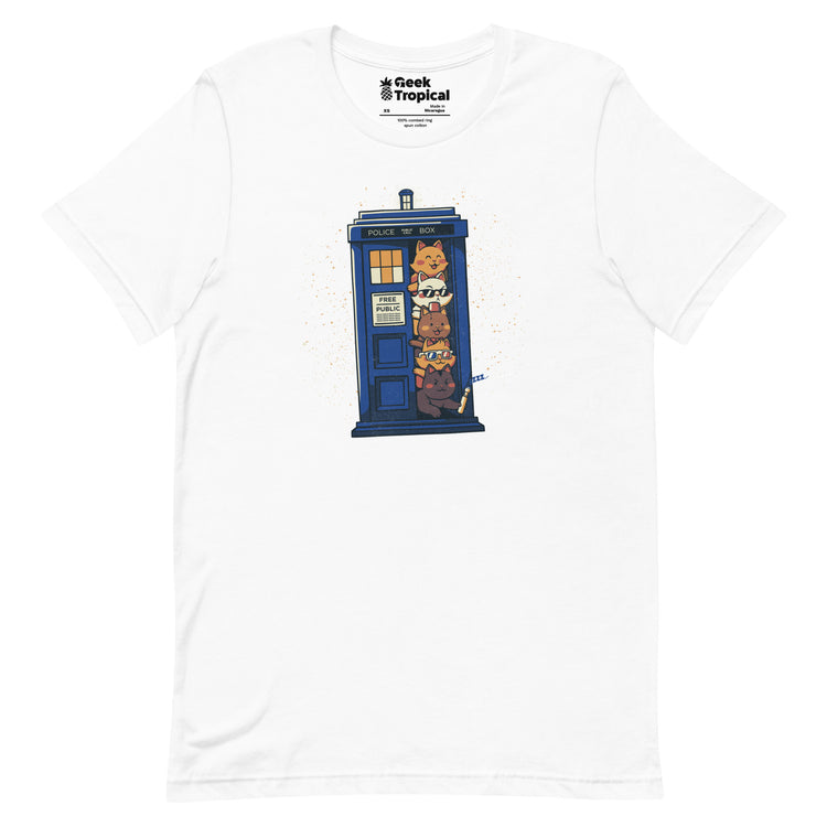 Tardis Cats T-Shirt Geek Nerd Advertise to Meta Animal Patterns Design by Tobe Fonseca