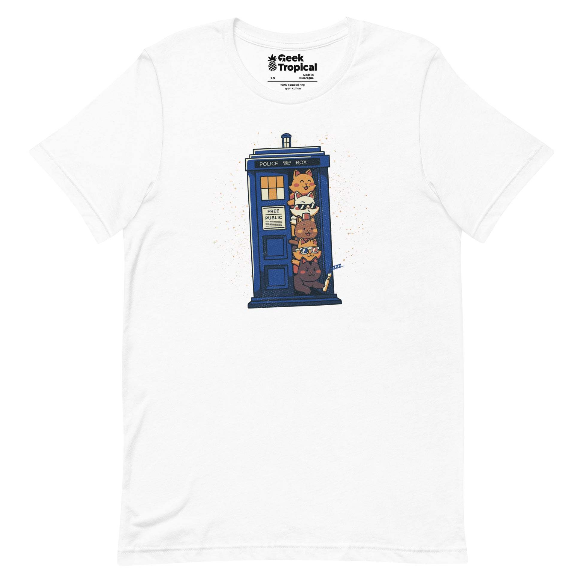 Tardis Cats T-Shirt Geek Nerd Advertise to Meta Animal Patterns Design by Tobe Fonseca