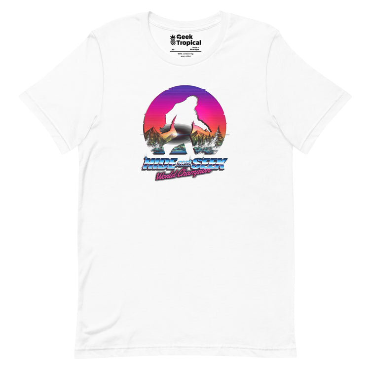 Hide And Seek World Champion Shirt Bigfoot is Real T-Shirt Geek Nerd Advertise to Meta Botany Print Design by Tobe Fonseca