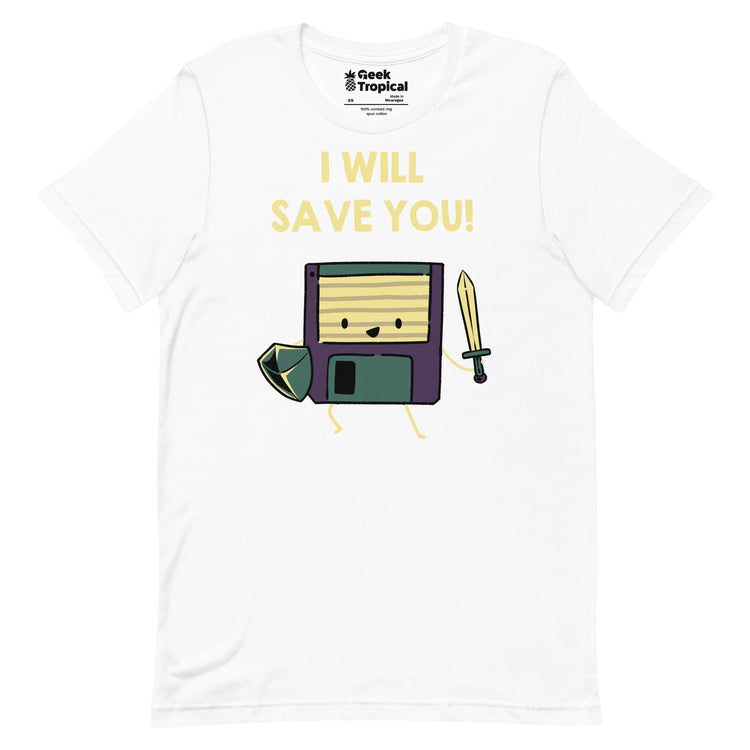 Floppy Disk Knight I Will Save You! T-Shirt Geek Nerd Advertise to Meta computer print Design by Tobe Fonseca