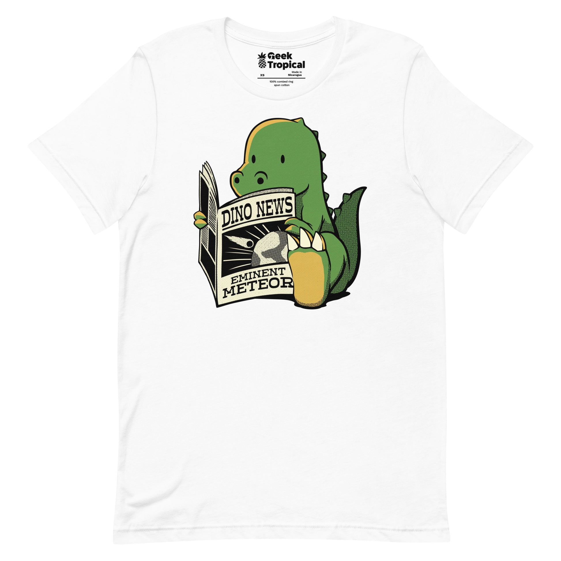 Dinosaur Meteor Jurassic News T-Shirt Geek Nerd Advertise to Meta Book Prints Design by Tobe Fonseca