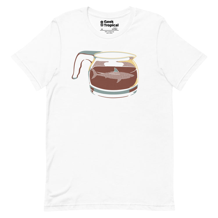 Coffee Jar Shark - Dangerous and Caffeinated T-Shirt Geek Nerd Advertise to Meta Animal Patterns Design by Tobe Fonseca