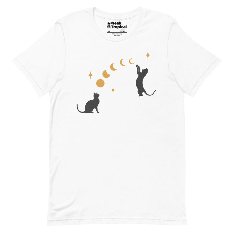 Cat And Moon T-Shirt Geek Nerd Advertise to Meta Animal Patterns Design by Episodic Drawing