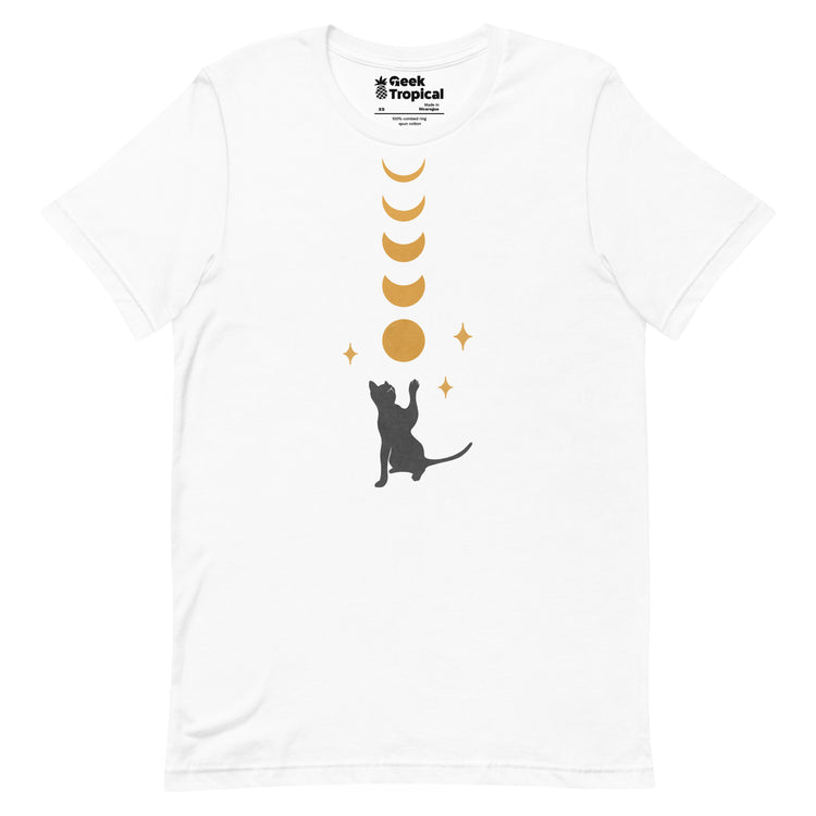 Cat And Moon 2 T-Shirt Geek Nerd Advertise to Meta Animal Patterns Design by Episodic Drawing