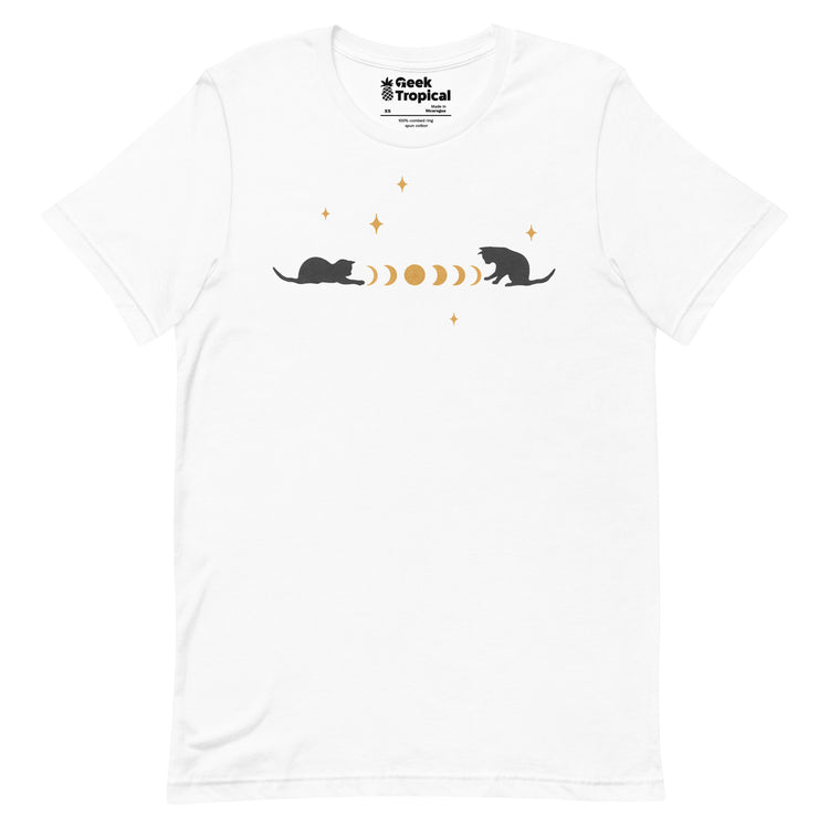 Cat And Moon 3 T-Shirt Geek Nerd Advertise to Meta Animal Patterns Design by Episodic Drawing