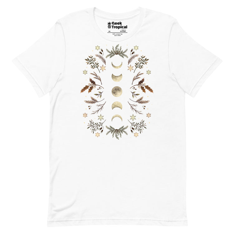 Moonlight Garden Winter Brown T-Shirt Geek Nerd Advertise to Meta Botany Print Design by Episodic Drawing