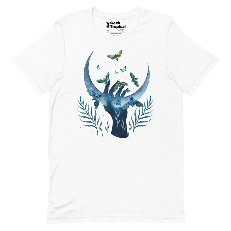 Moth Hand T-Shirt Geek Nerd Advertise to Meta Animal Patterns Design by Episodic Drawing