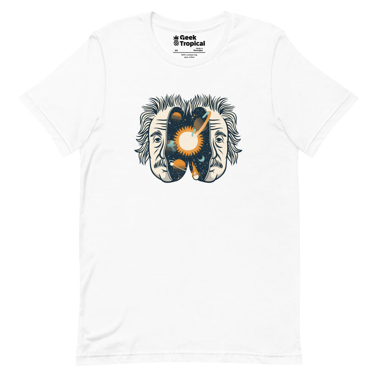 Albert Einstein Head Universe Physics T-Shirt Geek Nerd Advertise to Meta Design by Tobe Fonseca FLOW DESC WRITING