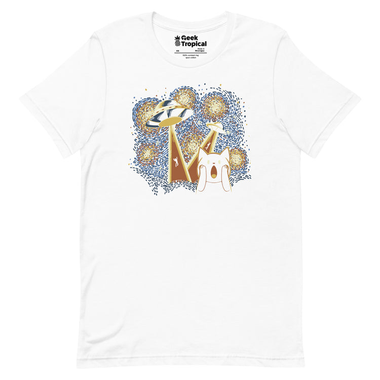 Alien Invasion Cat Scream T-Shirt Geek Nerd Advertise to Meta Animal Patterns Design by Tobe Fonseca