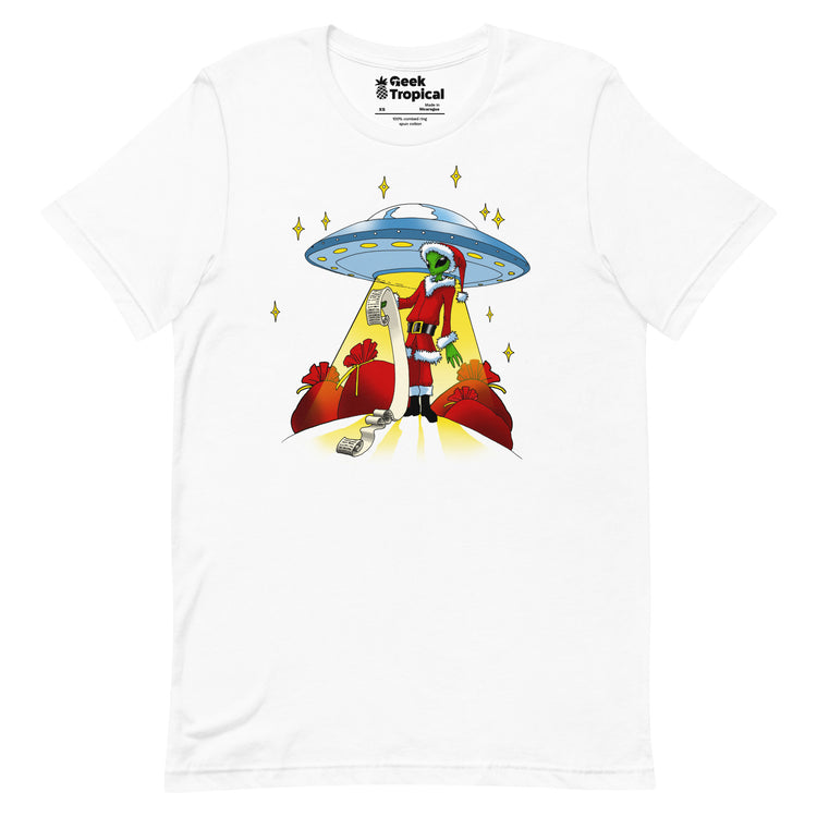 Alien Santa T-Shirt Geek Nerd Advertise to Meta Christmas Print FLOW DESC WRITING