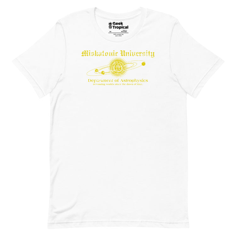 Miskatonic University Astrophysics T-Shirt Geek Nerd Advertise to Meta Book Prints Fantasy Prints